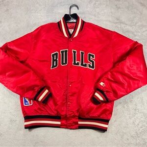 Rare Red Vintage 80’s 90’s Chicago Bulls Satin Starter Jacket Size Large
